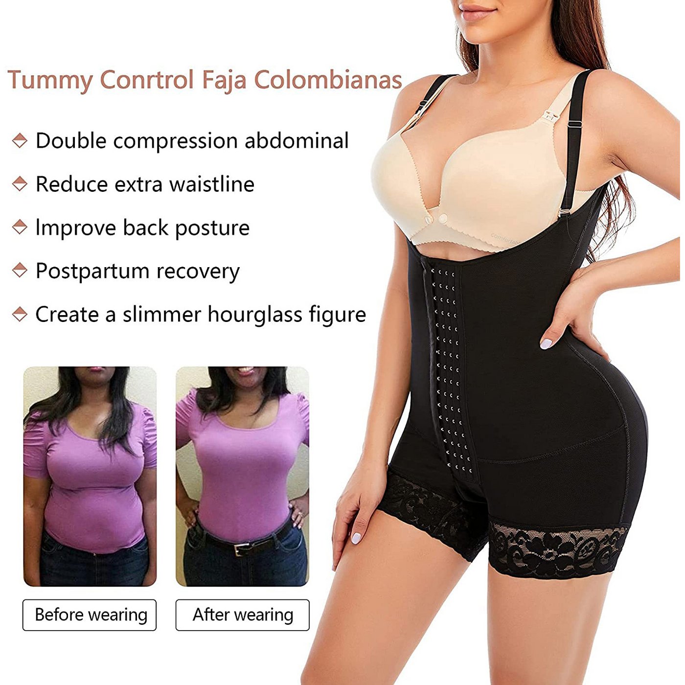 GLAMSKIT™ Tummy Control Fajas Colombianas For Women Butt Lifter - GLAMSKIT
