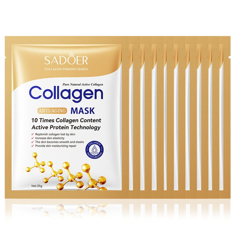 10pcs Collagen Face Mask - GLAMSKIT