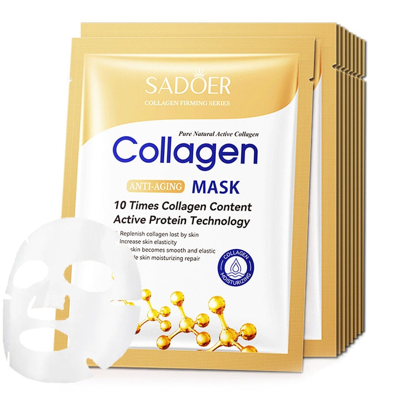 10pcs Collagen Face Mask - GLAMSKIT